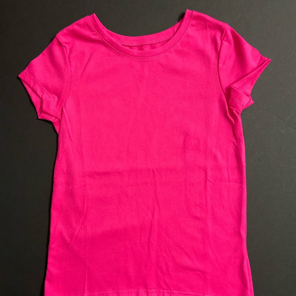Girls Solid Dark Pink Short Sleeve Tee